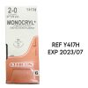 ETHICON REF Y417H MONOCRYL  (Poliglecaprone 25) Suture UNDYED MONOFILAMENT,  27" (70 cm), 36/BOX,  EXP. 2023/07