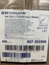 BD 305906 SafetyGlide 3mL 22G x 1 1/2 (.7mm x 40mm), Box/50