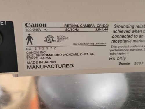 CANON Digital Fundus Retinal Camera CR-DGi Fundus Camera