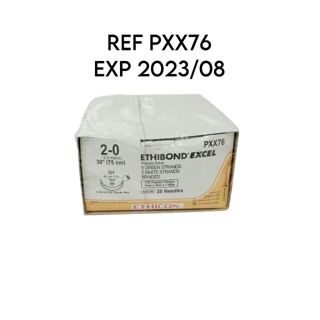 ETHICON REF PXX76 ETHIBOND EXCEL Polyester Suture 5 GREEN STRANDS 5 WHITE STRANDS, 30