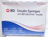 BD 328466 Insulin Syringes w/ Ultra-Fine Needle 12.7mm 1/2mL , 1/2” x 30G (BOX/100) 2027/09/30