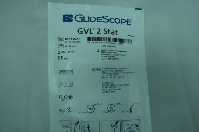 VERATHON 0574-0027 Verathon GlideScope Video Laryngoscope GVL 2 Stat