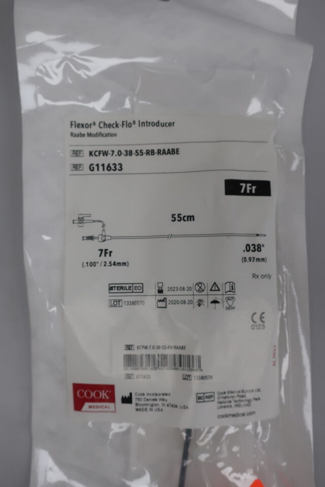 COOK G11633 Flexor Check-Flo Introducer - Raabe Modification - KCFW-7.0-38-55-RB-RAABE - 7Fr x .038" x 55cm