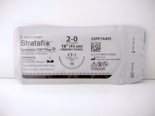 ETHICON SXPP1A403 Stratafix Size 2-0 Symmetric PDS Plus 18” , CT-1 , 36mm 1/2c Taper , EACH #S1 , (Expired) Sutures