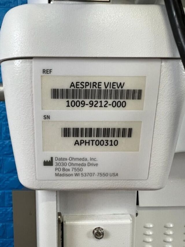 GE DATEX-OHMEDA Aespire View YOM: 2012 Full Options Anesthesia Machine