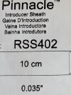 TERUMO Pinnacle Introducer Sheath 4F x 10cm  RSS402  Exp.2024-02 to 2024-05 (D10/K5/V27) Pinnacle Fr.4