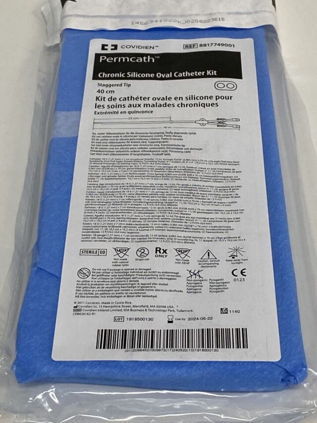 COVIDIEN Permcath Chromic Silicone Oval  8817749001   Exp.2024-05  (T13) Permcath Chromic Silicone Oval