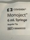 COVIDIEN Lot of 60 Monoject 6mL Syringe  1180600555   Exp.2025-01  (H19) Monoject 6mL Syringe