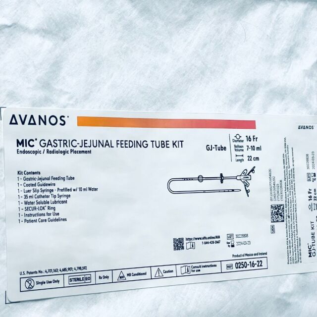 AVANOS 0250-16-22 MIC Gastric-Jejunal Feeding Tube Kit 16Fr