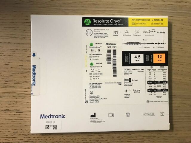 MEDTRONIC RONYX45012UX Resolute Onyx Zotarolimus-Eluting Coronary Stent System4.5mm x 12mm