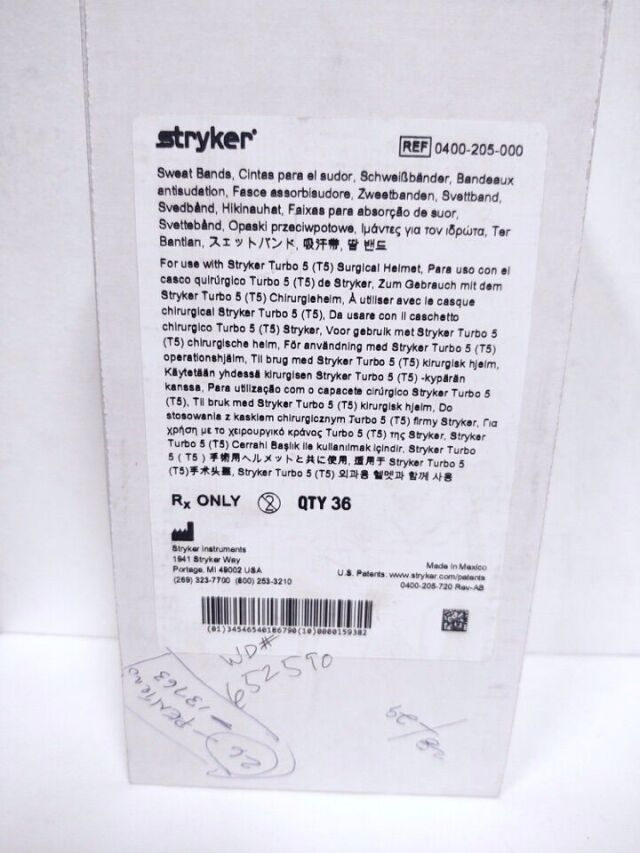 STRYKER 0400-205-000 Sweat Bands for Turbo 5 T5 Surgical Helmet (BOX/34)