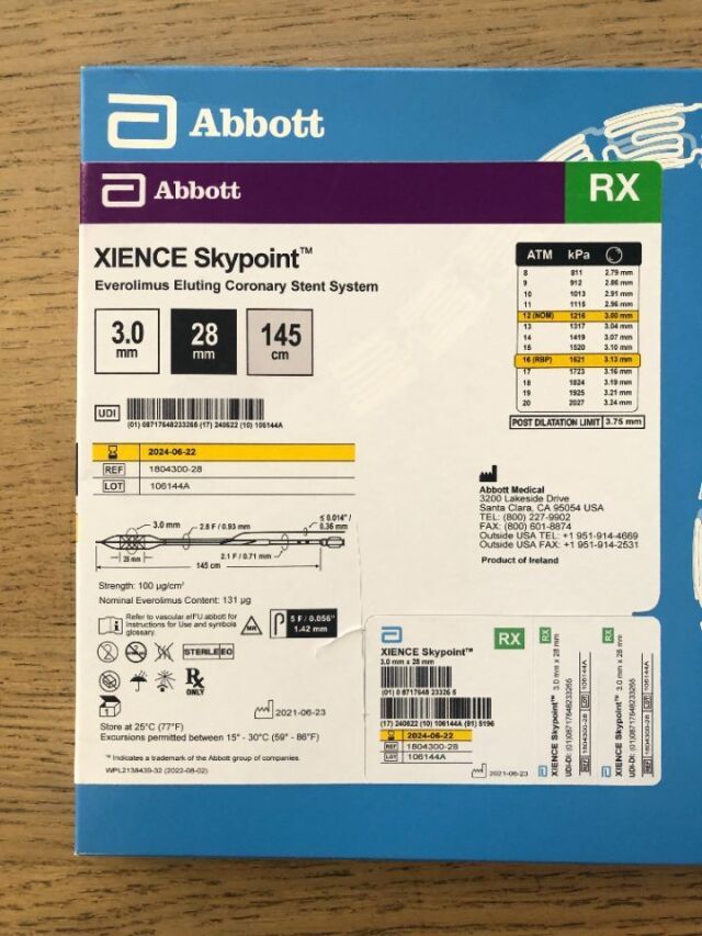 ABBOTT 1804300-28 XIENCE Skypoint Everolimus Eluting Coronary Stent System 2.25mm 33mm(X)