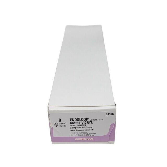 ETHICON REF EJ10G, ENDOLOOP Ligature made with Coated VICRYL VIOLET BRAIDED (Polyglactin 910) Suture, 1 DOZEN, EXP 2025/10