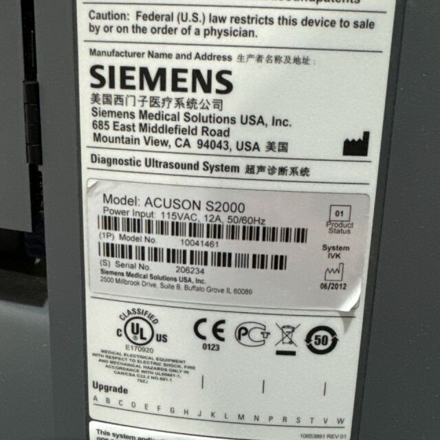 ACUSON/SIEMENS Siemens Acuson S3000 Ultrasound Machine