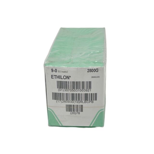 ETHICON REF 2800G ETHILON  Nylon Suture 9-0 (0.3 metric) 10" (25 cm) , BV130-5  , EXP 2026/09