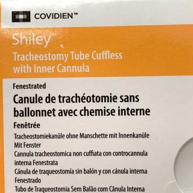 COVIDIEN REF 4CFN, Shiley Tracheostomy Tube Cuffless with Inner Cannula, EXP 2028-01