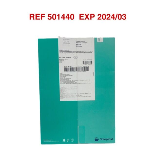 COLOPLAST REF 501440 RESTORELLE L MESH, POLYPROPYLENE, 24CM X 8CM ,EXP 2024/03