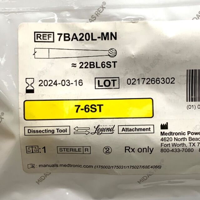 MEDTRONIC REF 7BA20L-MN, MIDAS REX DISSECTING TOOL ATTACHMENT, EXPIRED 2024-03