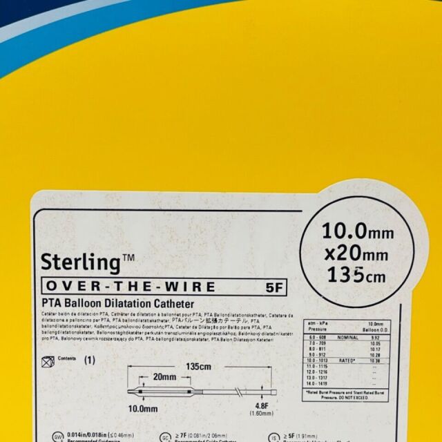 BOSTON SCIENTIFIC REF 3903210201 Sterling™ OVER-THE -WIRE 5F PTA Balloon Dilatation Catheter, 10.0mm x20mm 135cm ,EXP 2021/12