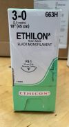 ETHICON 663H ETHILON NYLON SUTURE BLACK MONOFILAMENT - 3-0 - 18" - BOX OF 36 - EXPIRED