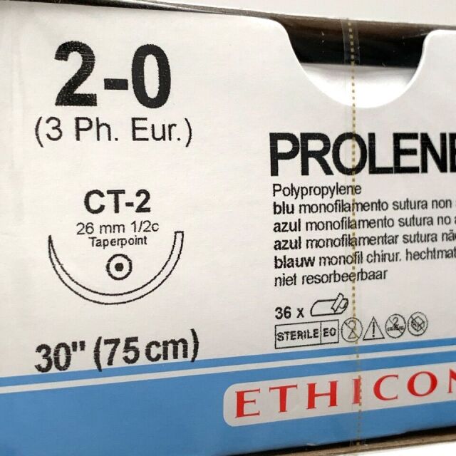 ETHICON REF 8411H, PROLENE Polypropylene blue monofilament non-absorbable suture, EXP 2027-08