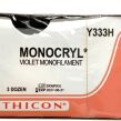 ETHICON REF Y333H, MONOCRYL* (Poliglecaprone 25) Suture VIOLET MONOFILAMENT, EXP 2027-08