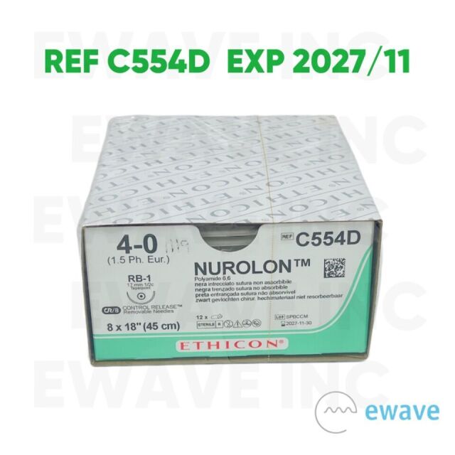 ETHICON REF C554D NUROLON 4-0 (1.5 Ph. Eur.) RB-1, (12/BOX) ,EXP 2027/11