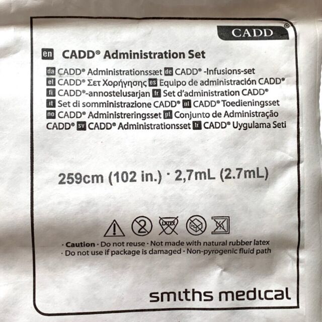 SMITHS MEDICAL REF 21-7321-24, CADD Administration Set, EXP 2026-07