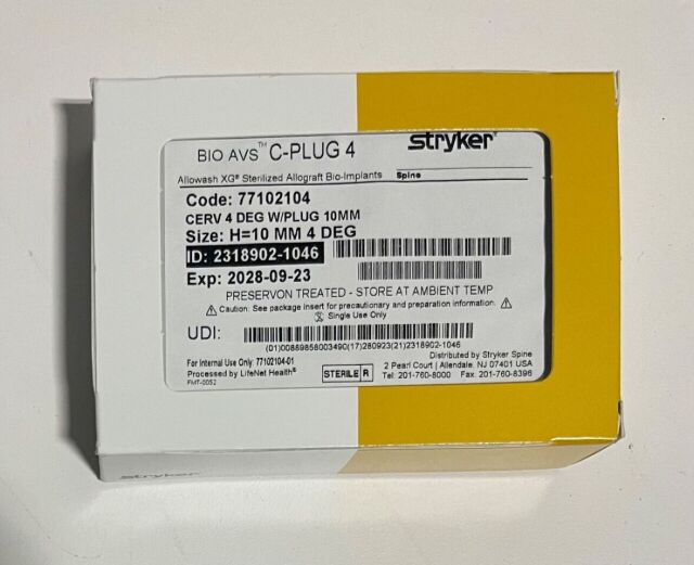 STRYKER BIO AVS C-Plug 4 77102104 4 Deg w/plug 10mm