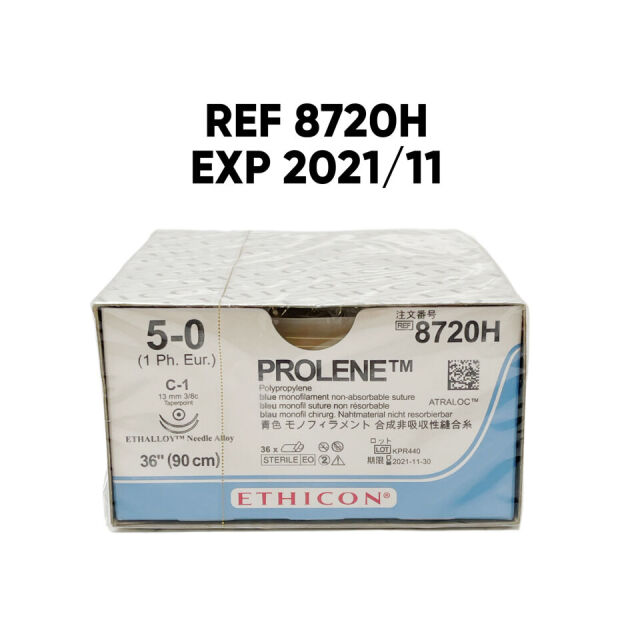 ETHICON REF 8720H PROLENE™ Polypropylene MONOFILAMENT NON-ABSORBABLE SUTURE, 5-0 (1 Ph. Eur.) C-1, EXP 2021/11