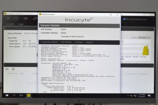 ESSEN Incucyte S3 Sartorius Essen Incucyte S3 Live-Cell Imaging and Analysis System w/ G/R Optical Module