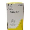 ETHICON REF 1630H PLAIN GUT 1630H PS-2 19 mm 3/8c Reverse Cutting, 3-0 (3.0 metric) 27