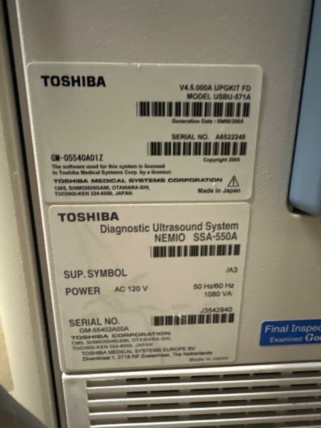 TOSHIBA Nemio SSA-550A Ultrasound - DOM 2003