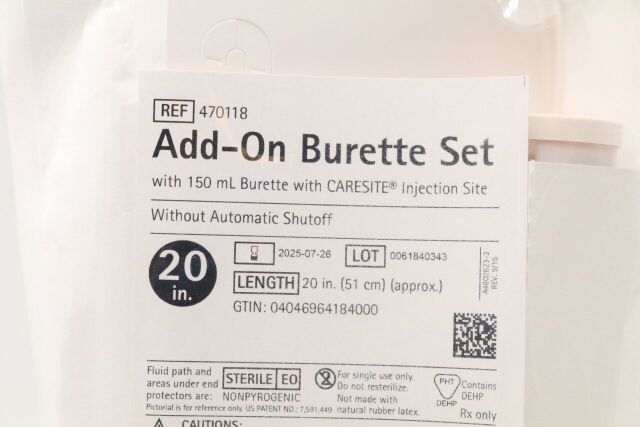 B BRAUN 470118 | | LOT OF 10 | (HALF CASE, NO BOX) SET, BURETTE, CARESITE ADD-ON