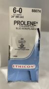 ETHICON 8807H Prolene Monofilament Polypropylene Suture, Size 6-0, 24 in. Length, CC Needle