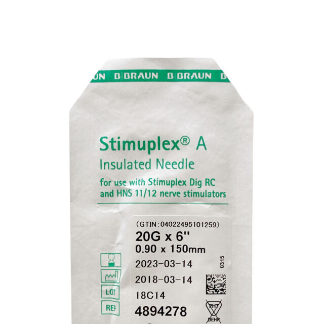 B BRAUN REF 4894278  Stimuplex A Insulated Needle for use with Stimuplex Dig RC and HNS 11/12 nerve stimulators , EXP 2023/03 ( Lot of 25)