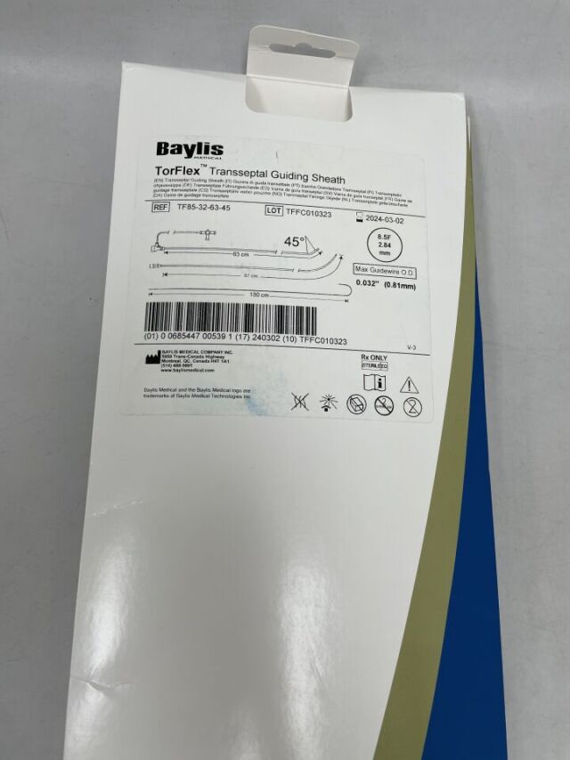 BAYLIS MEDICAL TF85-32-63-45 TorFlexTransseptal Guiding Sheath 8.5F X 0.032" X 63 cm Length, 45° Curve