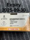 ETHICON D8302 Suture, Size 0, 48 in. Length, Green/White, Coated Polyester, Braided, 1/2 Circle, 26 mm Needle Length