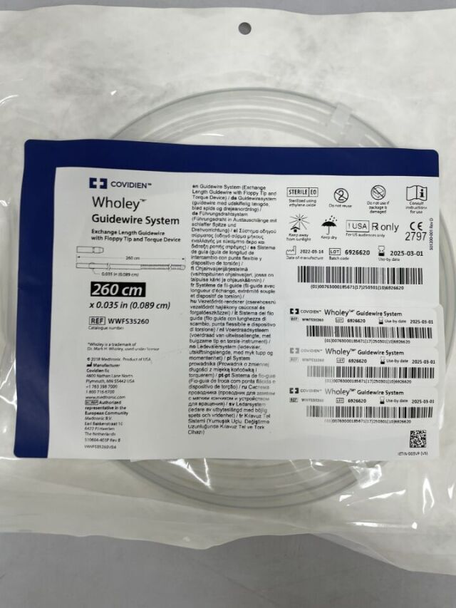 COVIDIEN WWFS35260 Medtronic Wholey Guidewire System, Floppy 0.035" x 260cm, Straight