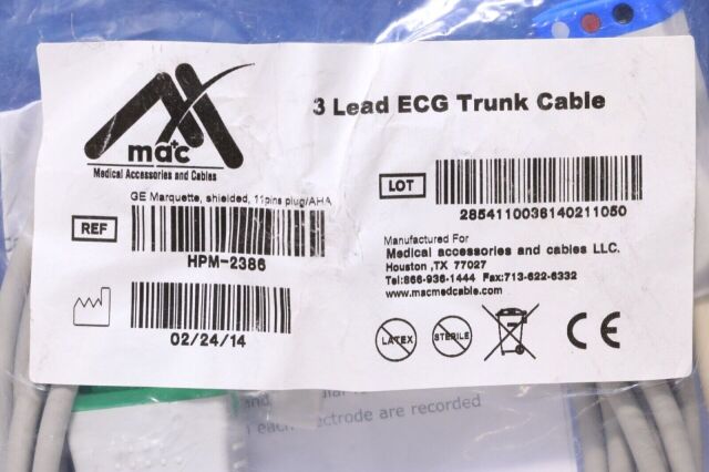 GE HPM2386 Marquette 3 Lead ECG Trunk Cable 11 Pin HPM-2386