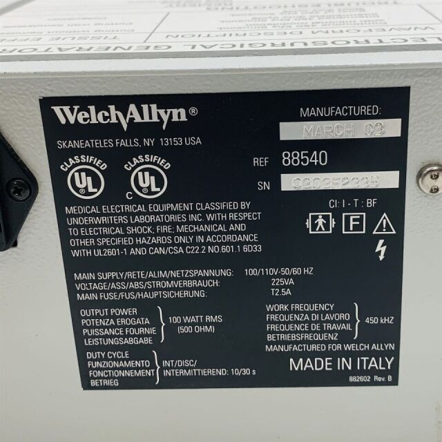 WELCH ALLYN Monopolar Electrosurgical Generator Electrosurgical Unit