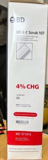 BD 371073 E-Z SCRUB 107 SURGICAL SCRUB BRUSH/SPONGE W/ 4% CHG - BOX OF 30 - EXPIRED
