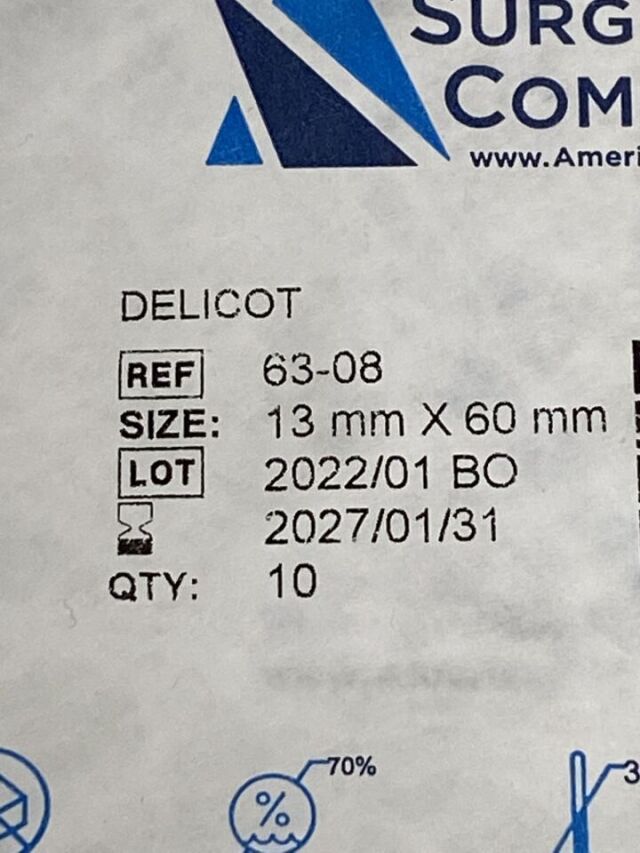 AMERICAN SURGICAL Pack of 10 Delicot  63-08  Exp.2027-01  (Y59) Delicot