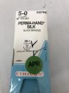 ETHICON K870H Perma-Hand Silk Black Braided Suture, Size 5-0, 30in length, RB-1 needle