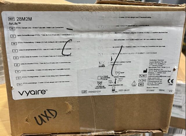 VYAIRE 28M2M VYAIRE	AIRLIFE ETCO2 SAMPLE LINE - 10' TUBE W' 2 MALE LUER CONNECTORS - CASE OF 10	28MCM - EXP 2027