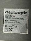 MBM The Ideal Paper Shredder  destroyit Cross/Cut 4107 Paper Cutting Machine .