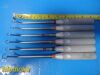 CODMAN Lot of 06  5, 6 & 8mm Ring Lot of 06 Codman 5, 6 & 8mm Ring Cone Curettes; Angled; 9" Long
