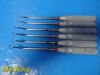 CODMAN Lot of 06  5, 6 & 8mm Ring Lot of 06 Codman 5, 6 & 8mm Ring Cone Curettes; Angled; 9" Long