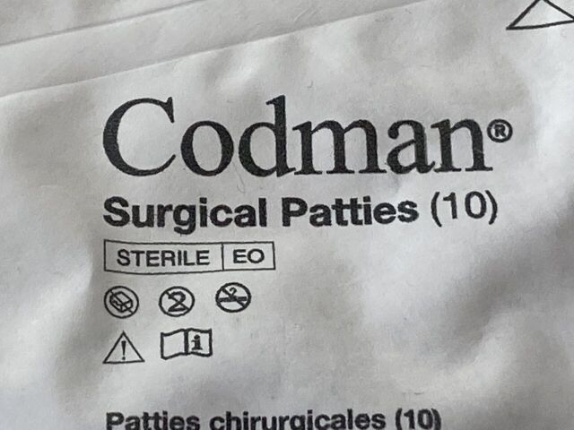 CODMAN 12 Packs of 10 Surgical Patties  80oo-1401oo   Exp.2027-12  (K20) Surgical Patties