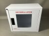AED Defibrillator Wall Cabinet:  Includes Alarm.
No Key